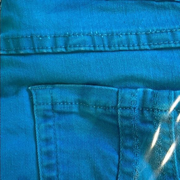 90s  Vintage Teal High Waist Long Jean Bermuda Shorts - Picture 14 of 14